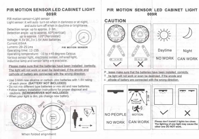LED Spot Strahler 8 cm Nacht Kabinen Licht Bewegungs Sensor Akku Batterie Camping