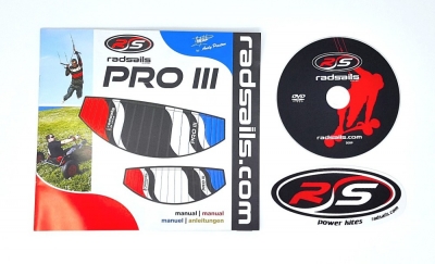 RS Powerkite Pro3 Vierleiner 386x140 cm Flugleine Griffe Rucksack R2F