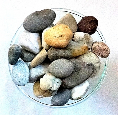 Deko Steine Dekogranulat Fluss Kieselsteine grau 400g Beutel