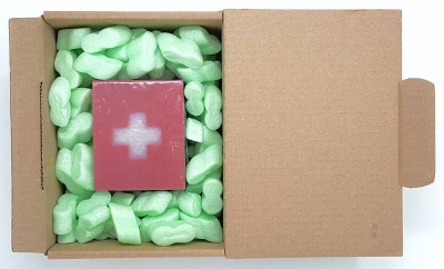 Blockkerze Kerze 100x80x60 mm Rot Weiss Motiv Kreuz Geschenk Tisch Deko