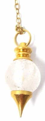 Pendel Edelstein Bergkristall Kugel Messingspitze Kette