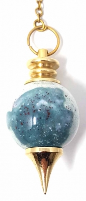 Pendel Edelstein Aventurin Kugel Messingspitze Kette