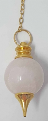 Pendel Edelstein Rosenquarz Kugel Messingspitze Kette