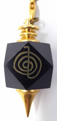 Pendel Symbol Reiki graviert auf Edelstein Onyx
