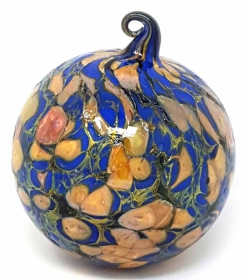 Frankenwald Glaskugel Glas Kugel Oxidharzglas 7 cm gold blau