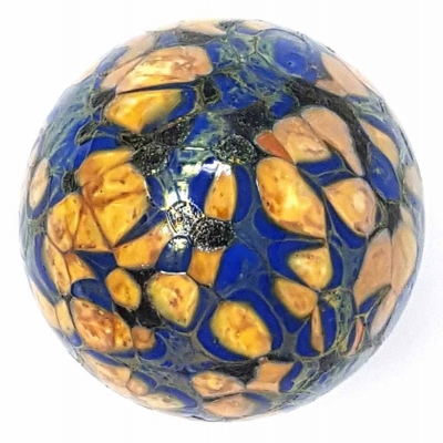 Frankenwald Glaskugel Glas Kugel Oxidharzglas 7 cm gold blau