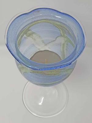 Frankenwald Teelichtglas Oxidharzglas Blau Gruen 8 x 14 cm Tisch Deko