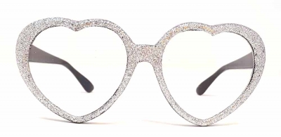 Brille Herz Silber Kunststoff Schwarz Scherzartikel Event Party Universal Groesse