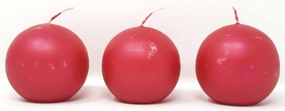 Kugelkerze Kugel Tafel Kerze 65 mm Rot Metallic 3 Stueck Tisch Deko