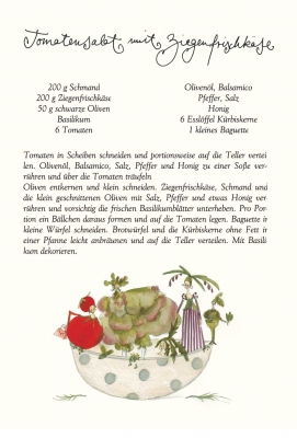 Kulinarischer Gruß Koch Rezept Klappkarte mit Umschlag Tomatensalat mit Ziegenfrischkäse