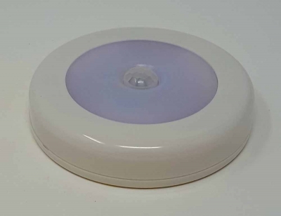 LED Spot Strahler 8 cm Nacht Kabinen Licht Bewegungs Sensor Akku Batterie Camping