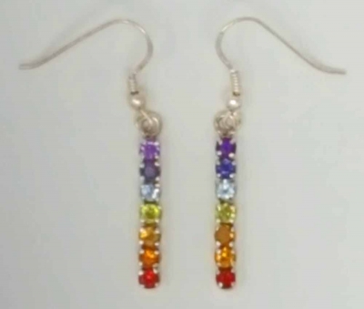 Ohrhänger Durchzieher Chakra 25 mm Edelsteine 925er Silber