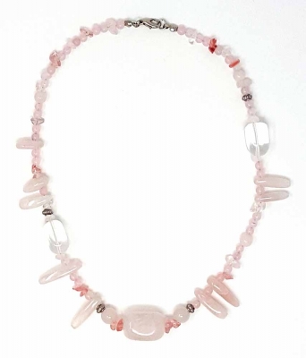 Schmuck Kofferset Rosenquarz Bergkristall 14-teilig