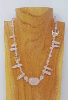 Schmuck Kofferset Rosenquarz Bergkristall 14-teilig