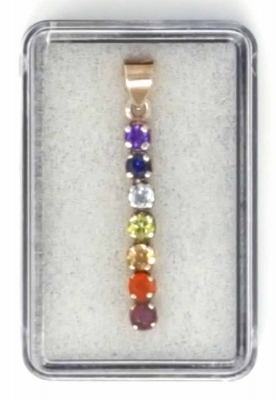 Silberanhänger Chakra 42 mm Edelsteine 925er Silber