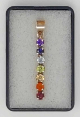 Silberanhänger Chakra 42 mm Edelsteine 925er Silber