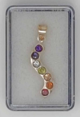 Silberanhänger Chakra Schlange 40 mm Edelsteine 925er Silber