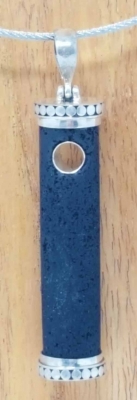 Silberanhänger Lavaschmuck Lavastein Schwarz 65 x 13 mm 925er Silber