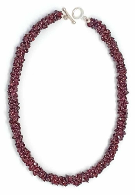 Edelstein Kette Splittercollier Granat 45 cm 925er Silberverschluss