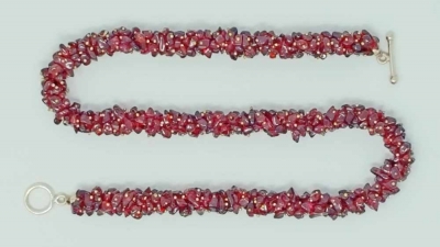 Edelstein Kette Splittercollier Granat 45 cm 925er Silberverschluss