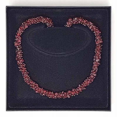 Edelstein Kette Splittercollier Granat 45 cm 925er Silberverschluss