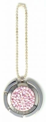 Schmuck Anhaenger Medaillon Rosa Strass 45mm Edelstahl Strasssteine