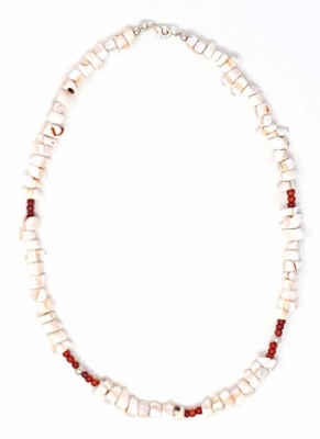 Schmuckset Kette Armband Mosaik Muschel Kokosnussholz 925er Silber