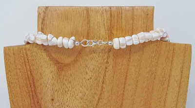 Schmuckset Kette Armband Mosaik Muschel Kokosnussholz 925er Silber