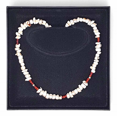 Schmuckset Kette Armband Mosaik Muschel Kokosnussholz 925er Silber