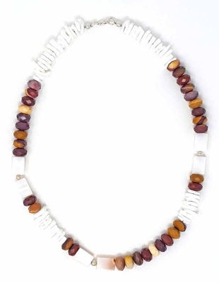 Schmuckset Kette Armband Muschel Perlmutt Mookait 925er Silber