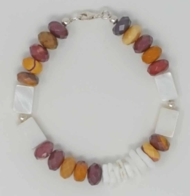 Schmuckset Kette Armband Muschel Perlmutt Mookait 925er Silber