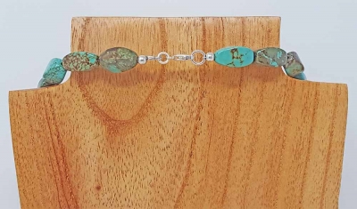 Schmuckset Kette Armband Magnesit Türkis Bergkristall 925er Silber