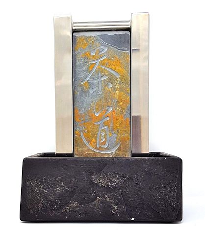 Edelstahl Schieferbrunnen Led Beleuchtung 29x20x13 cm